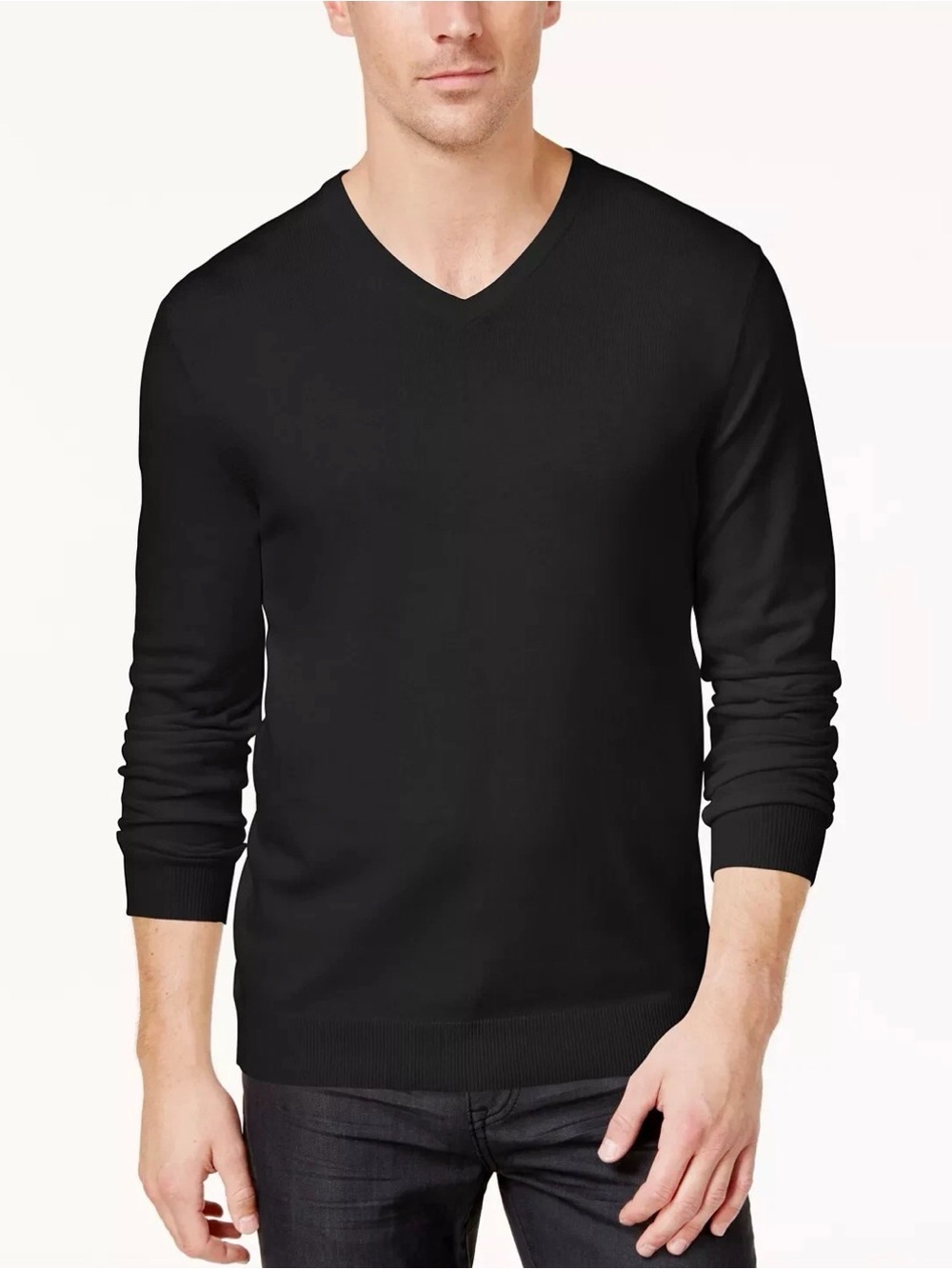 Alfani V-Neck Sweater- Black
